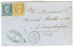 PC 1481 / N° 13 Nuance Citron + N° 14 Càd T 15 HAGUENAU (67) Sur Lettre Pour Ludwigshafen (Bavière). 1858. - SUP. - 1853-1860 Napoléon III.