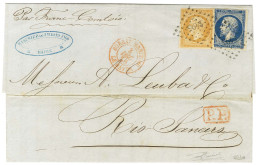 PC 1495 / N° 13 + 14 Càd Rouge BUREAU MARITIME / LE HAVRE 3 DEC. 56 Sur Lettre Au Tarif Des Bâtiments De Commerce Pour R - 1853-1860 Napoléon III.