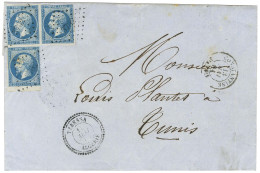 PC 3762 / N° 14 (3 En Equerre Dont 1 Ex Def) Càd TEBESSA Sur Lettre Pour Tunis. Au Recto, Càd CONSTANTINE / ALGERIE. Au  - 1853-1860 Napoléon III.
