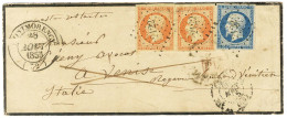 PC 2122 / N° 14 + 16 (2) Càd T 14 MONTMORENCY (72) Sur Lettre Pour Venise (Royaume De Lombardie Vénétie). 1855. - TB / S - 1853-1860 Napoléon III.
