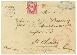 PC 82 / N° 17 A Càd T 15 ANGLURE (49) Sur Lettre Pour Saint Charles (Louisiane). 1862. - TB / SUP. - 1853-1860 Napoléon III