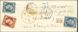 PC 3382 / N° 15 (2) + N° 18 Superbe Nuance (filet à Peine Effleuré) Càd T 15 TOULON-S-MER (78) Sur Lettre Avec Texte Pou - 1853-1860 Napoléon III.