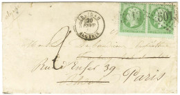 GC 5013 / N° 20 Paire Càd BLIDAH / ALGERIE Sur Lettre Avec Texte Adressée Localement Réexpédiée à Paris à L'aide D'une T - 1862 Napoléon III