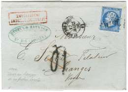 GC 3570 / N° 22 Càd T 15 ST DIE-DES-VOSGES 82 Sur Lettre Insuffisamment Affranchie Pour Granges. Au Recto, Taxe Tampon 4 - 1862 Napoleon III