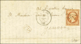 GC 2387 / N° 23 Càd T 15 MONACO (87) Sur Lettre Pour Gênes. 1864. - TB / SUP. - R. - 1862 Napoléon III