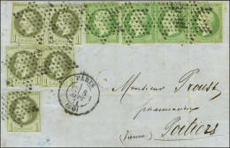 Etoile / N° 20 (4) + N° 25 (5) Càd PARIS (60) 8 SEPT. 71 Sur Lettre Pour Poitiers. Superbe Affranchissement Composé. - T - 1863-1870 Napoleon III With Laurels