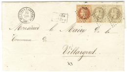 GC 2572 / N° 26 + 27 Gris-lilas Paire Càd T 15 MOUTIERS-TARENTAISE (88) Sur Lettre Locale Pour Villargerel. 1867. - SUP. - 1863-1870 Napoléon III Lauré