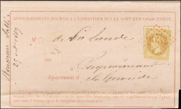 GC Rouge 2032 / N° 28 Sur Avis De Réception. A L'intérieur, Càd T 17 Rouge LIBOURNE (32). 1869. - SUP. - R. - 1863-1870 Napoléon III Lauré