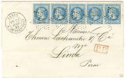 Etoile 17 / N° 29 Bande De 5 Càd PARIS / R. DU PONT - NEUF Sur Lettre Pour Lima. 1868. - SUP. - R. - 1863-1870 Napoleon III With Laurels