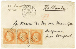 Ancre / N° 31 Bande De 3 Càd LIGNE N / PAQ. FR / N° 4 Sur Lettre Pour Dalfsen. La Lettre Est Remise à L'agent Embarqué D - 1863-1870 Napoléon III Lauré