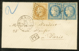 Ancre / N° 28 + N° 37 (2) Càd COR.D.ARM. / LIG T PAQ FR N° 1 26 OCT. 71 Sur Lettre 2 Ports Au Tarif De Militaire Pour Pa - 1870 Siege Of Paris