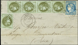 GC 3936 / N° 39 Bande De 4 + 1 Ex + N° 46 Càd T 17 THIERS (62) 12 SEPT. 71 Sur Lettre Pour Bompertuis. Superbe Affranchi - 1870 Bordeaux Printing