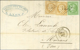 GC 2145 / N° 28 + N° 36 + N° 42 Très Belles Marges Càd T 17 LYON (68) 22 SEPT. 71 Sur Lettre Avec Texte Pour Moirans. Tr - 1870 Bordeaux Printing