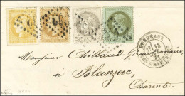 GC 532 / N° 25 + 28 + 41 + 43 Càd BORDEAUX / LES CHARTRONS 13 OCT. 71 Sur Lettre Pour Blanzac. Bel Affranchissement Comp - 1870 Bordeaux Printing