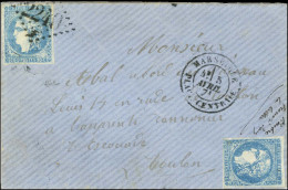 GC 2240 / F / 20c Bordeaux Faux De Marseille Càd MARSEILLE / PLACE CENTRALE 5 AVRIL 71 Sur Lettre Non Taxée Pour Toulon. - 1870 Bordeaux Printing