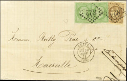 GC 822 / N° 20 (2) + N° 47 Belles Marges Càd T 17 CETTE (33) Sur Lettre Sans Texte Pour Marseille. 1872. - SUP. - R. - 1870 Emission De Bordeaux