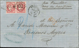 GC 532 / N° 49 Paire Càd T 17 BORDEAUX (32) Sur Lettre 2 Ports Pour Buenos Ayres. 1871. - TB. - R. - 1870 Emission De Bordeaux