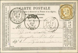 Càd T 25 VILLENEUVE-LE-COMTE / Sne Et MARNE / N° 55 Sur Carte Pour Paris. Exceptionnelle Frappe. 1876. - SUP. - RR. - 1871-1875 Ceres