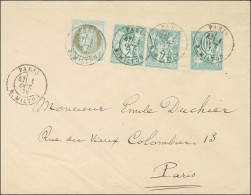 Càd PARIS / R. MILTON / N° 50 + N° 62 (paire) + N° 65 Sur Lettre Locale. 1876. - SUP. - R. - 1876-1878 Sage (Type I)