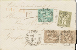 Càd T 18 NANCY / MEURTHE ET MOSELLE 1 MAI 78 / N° 69 Paire + N° 72 + N° 75 Sur Lettre Chargée. Au Verso, Descriptif De C - 1876-1878 Sage (Typ I)