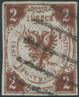 LÜBECK 3 O, 1859, 2 S. Rötlichbraun, Kleine Helle Stelle Sonst Pracht, Gepr. Brettl, Mi. 300.- - Lubeck