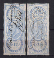 BELGIUM REVENUE TAX  2 STAMPS, 1880s. USED - Timbres