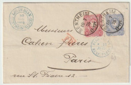 1338p - SENTHEIM Pour PARIS - 10 Juillet 75 - Timbre 10 X 20 Pfennige - Cachet Entrée - - Covers & Documents