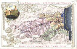 FR66 PYRENEES ORIENTALES - Carte  Publicitaire Chocolaterie D'aiguebelle - Carte Géographique - Belle - Other & Unclassified