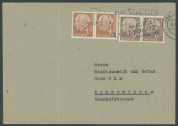 BUNDESREPUBLIK 178,180  Paar BRIEF, 1958, 4 Und 6 Pf. Heuss, Je In Waagerechten Paaren Auf Brief (senkrecht Gefaltet), P - Brieven En Documenten