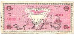 PHILIPPINES GUERILLA , ILOILO Province 5 Peso  KM 328a 1943  TB+ - Philippines