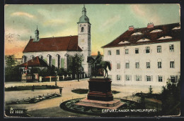 AK Erfurt, Kaiser Wilhelmplatz Mit Denkmal U. Kirche  - Erfurt