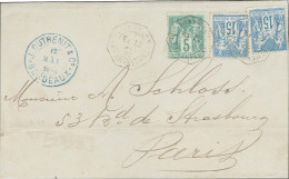 Càd Octo BORDEAUX / LES CHARTRONS E1 / N° 75 + N° 90 (2) Sur Lettre Pour Paris. 1882. - TB. - RR. - 1876-1878 Sage (Typ I)