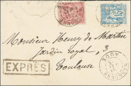 Càd NARBONNE / AUDE / N° 90 + N° 98 Sur Lettre Du 1er échelon En EXPRÈS Pour Toulouse (surtaxe 50c). 1893. - TB / SUP. - - 1876-1878 Sage (Type I)