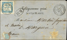Càd T 16 ST REMI-EN-BOUZEMONT (49) / Taxe N° 7 Marges Exceptionnelles + BM Sur Enveloppe Télégramme Privée Adressée à Ma - 1859-1959 Lettres & Documents