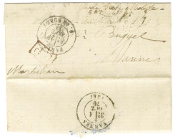 Càd PARIS / R. DE BONDY 27 SEPT. 70 + P.P. Rouge Sur Lettre Avec Texte Daté De Belleville Le 27 Septembre 1870 Pour Vann - Oorlog 1870