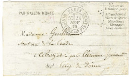 Càd PARIS / MINISTERE DES FINANCES 24 NOV. 70 (timbre Tombé Par Immersion) Sur Formule Orlandi PAR BALLON MONTE Pour Cle - Guerre De 1870