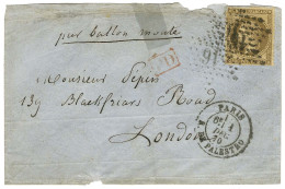 Etoile 16 / N° 30 Càd PARIS / R. DE PALESTRO 1 DEC. 70 Sur Enveloppe (def) Sans Texte Pour Londres, Au Verso Càd D'arriv - Guerre De 1870