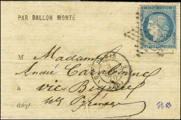 Etoile / N° 37 Càd De Rayon 5 PARIS 5 (60) 2 DEC. 70 Sur Lettre PAR BALLON MONTE Pour Vic En Bigorre. Au Verso, Càd D'ar - Guerre De 1870