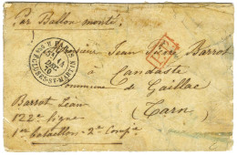 Càd PARIS / R. DES ÉCLUSES-ST MARTIN (rare) 14 DEC. 70 + P.P. Rouge Sur Lettre En Franchise Militaire Pour Gaillac, Au V - Guerre De 1870