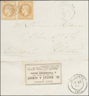 GC 4290 / N° 28 (2) Càd T 17 VINCENNES (60) 21 MAI 71 Sur Lettre Pour Chartres Sortie De Paris Par L'Agence MOREAU Et OS - War 1870