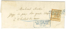 Cachet Encadré Bleu K: PR: FELD-POST / RELAIS N° 23 / 10 / 12 / Sur Alsace N° 5 Sur Lettre Avec Texte Pour Châlons Sur M - Lettres & Documents