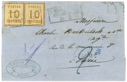 Cachet Encadré K: PR: FELD-POST / RELAIS N° 25 / 21 / 2 /  Alsace N° 5 Paire Sur Lettre Avec Texte Daté De Reims Pour Pa - Lettres & Documents