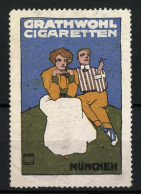 Künstler-Reklamemarke Ludwig Hohlwein, Grathwohl Cigaretten, München, Paar Auf Einer Bergwiese  - Erinnophilie