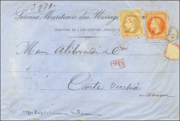 Enveloppe à En-tête Services Maritimes Des Messageries Impériales Adressée Au Corps Expéditionnaire De Rome à Civitavecc - Army Postmarks (before 1900)
