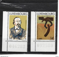 LUXEMBOURG 1991 Dick Poète, Mouvement Syndical Coin De Feuille Yvert 1225-1226, Michel 1275-1276 NEUF** MNH - Unused Stamps