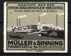 Reklamemarke Frankfurt / Main, Briket- & Kohlengrosshandl. Müller & Sinning, Fabrik Rhein. Braunkohlen-Industrie, Uni  - Cinderellas