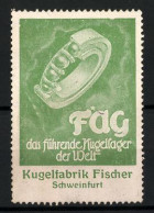 Reklamemarke Fag - Kugellager, Kugelfabrik Fischer, Schweinfurt, Kugellager Zwischen Wolken  - Erinnophilie