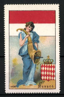 Reklamemarke Monaco, Fräulein Im Kleid, Flagge Und Wappen  - Vignetten (Erinnophilie)