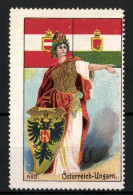 Reklamemarke Österreich-Ungarn, Göttin Mit Wappen, Flaggen  - Cinderellas