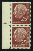 BUNDESREPUBLIK 186yDZ **, 1960, 25 Pf. Heuss Lumogen Im Senkrechten Randpaar Mit Druckereizeichen 1, Pracht, Mi 317.- - Unused Stamps